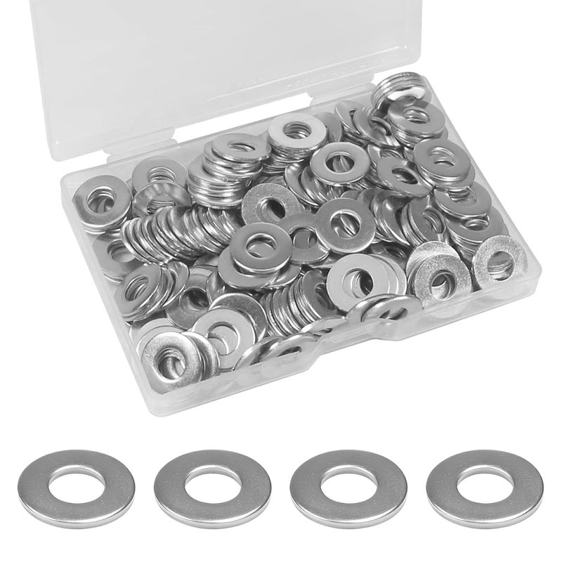 Yinpecly 200pcs 1/4'' Flat Washers OD 5/8'', 304 Stainless Steel Washers,SAE Metal Washers for Screws Bolts - Image 1